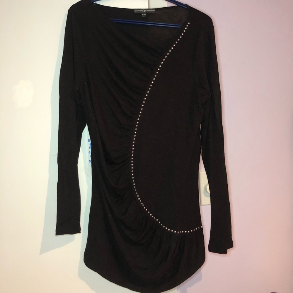 Black ruched top with silver studs